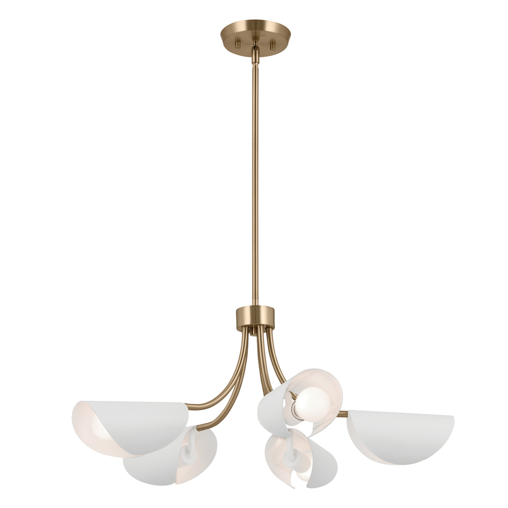 Arcus 29.25 Inch 5 Light Convertible Chandelier in Champagne Bronze with White