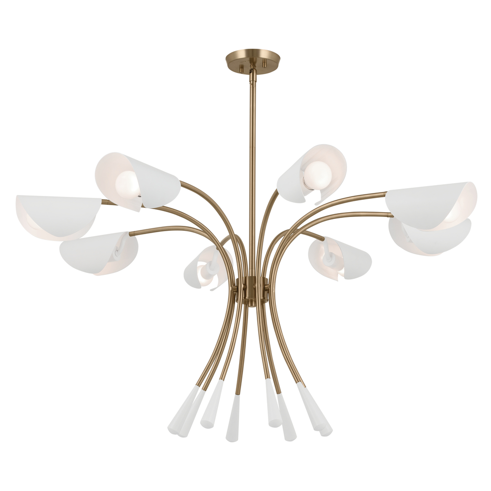 Arcus 45.5 Inch 8 Light Chandelier in Champagne Bronze with White