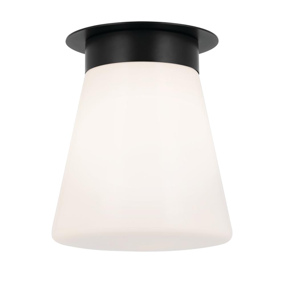 Albers 8.5 Inch 1 Light Flush mount with Opal Glass in Black