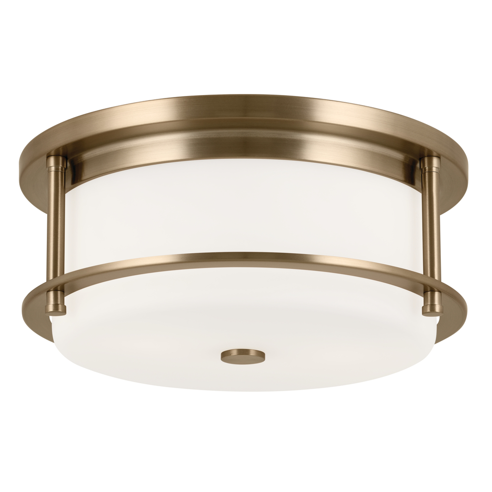 Brit 12 Inch 2 Light Flush Mount with Satin Etched Cased Opal Glass in Champagne Bronze