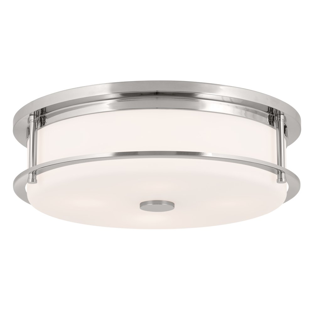 Brit 18 Inch 4 Light Flush Mount with Satin Etched Cased Opal Glass in Polished Nickel