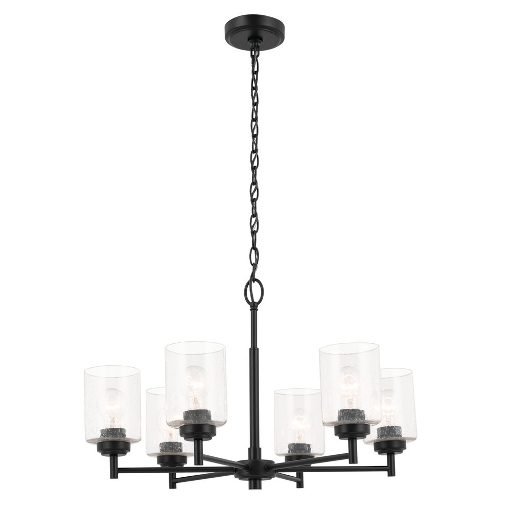 Winslow 26-Inch 6 Light Chandelier with Clear Seeded Glass in Black