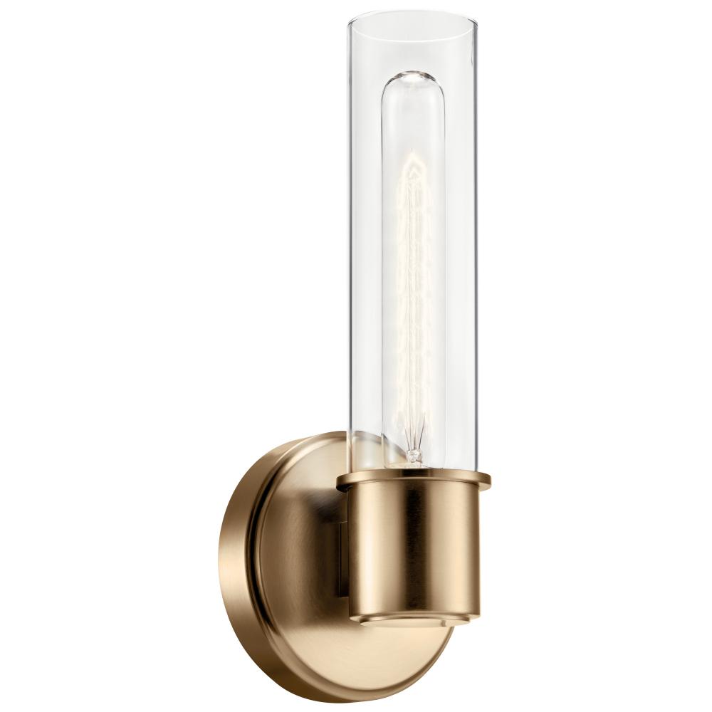 Aviv 13 Inch 1 Light Wall Sconce with Clear Glass in Champagne Bronze