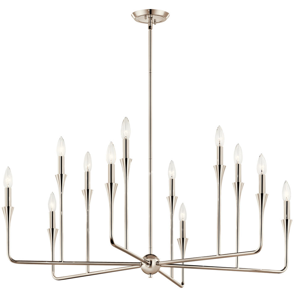 Alvaro 39.75 Inch 12 Light Multi-Tier Chandelier in Polished Nickel