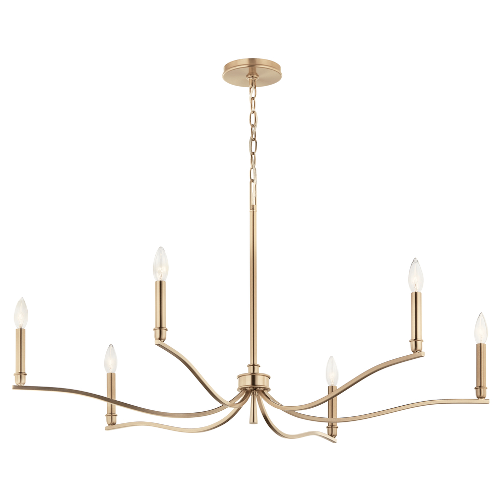 Malene 42 Inch 6 Light Chandelier in Champagne Bronze