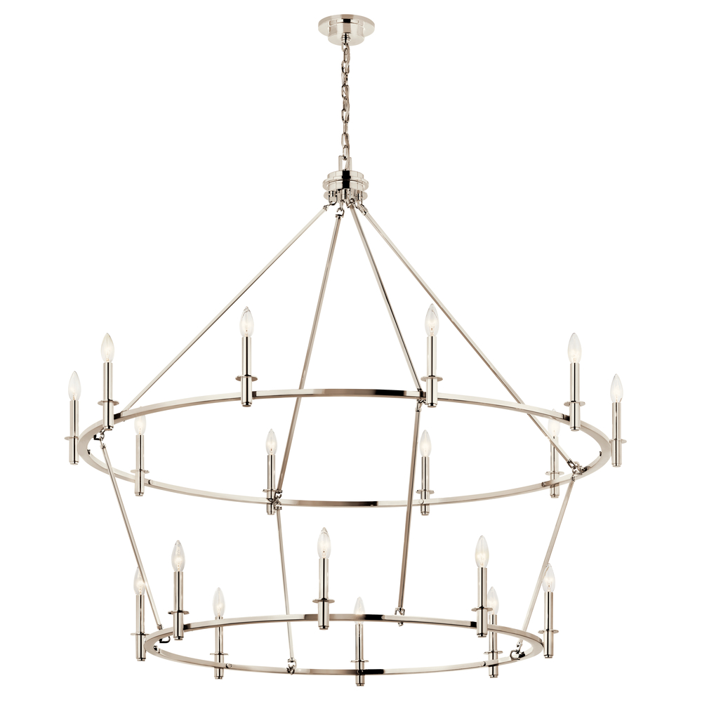 Carrick 54.25 Inch 18 Light 2-Tier Chandelier in Polished Nickel