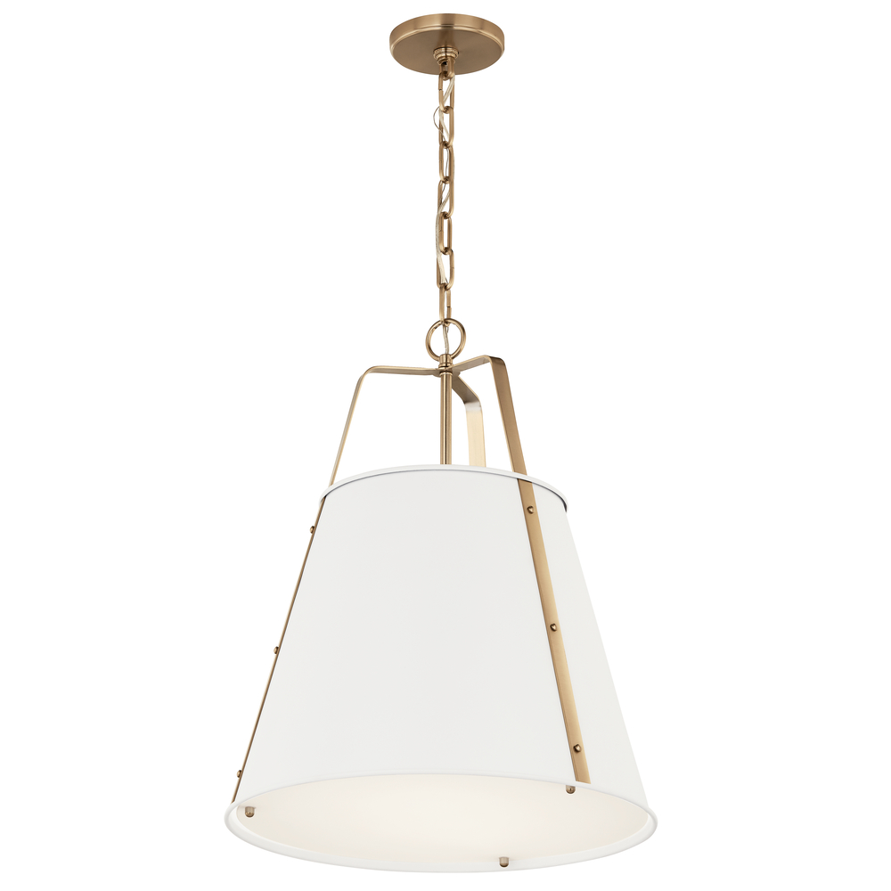 Etcher 18 Inch 2 LT Pendant with Etched Painted White Glass Diffuser in White and Champagne Bronze