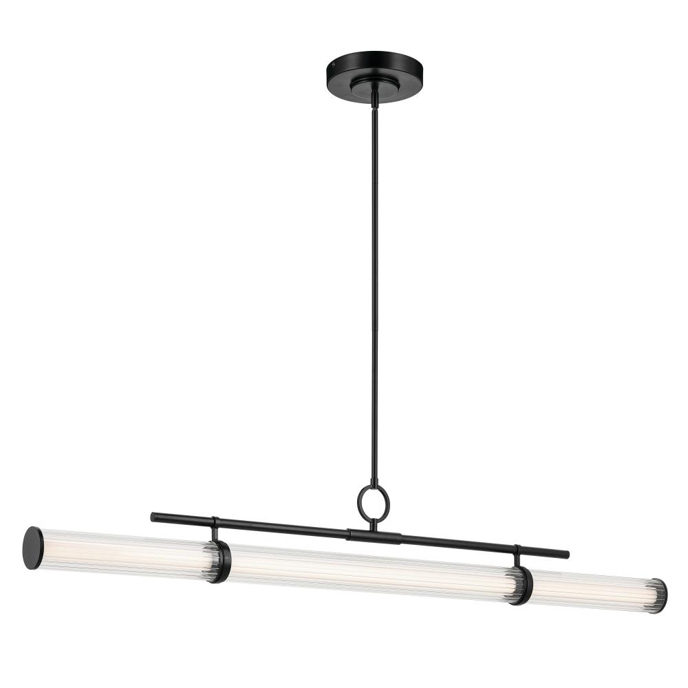 Riven 60.25 Inch LED 1 Light Linear Chandelier with Clear Fluted Glass in Black