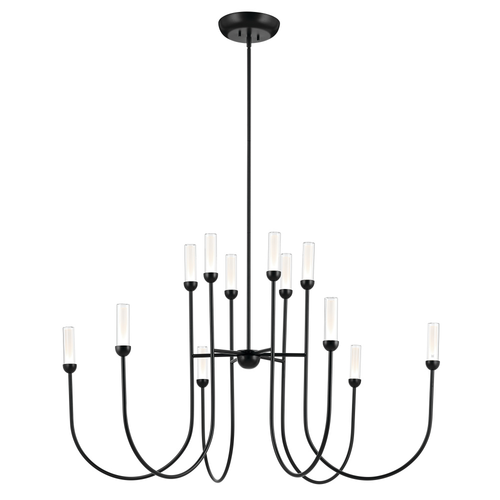 Moraine 50 Inch LED 12 Light 2-Tier Chandelier in Black