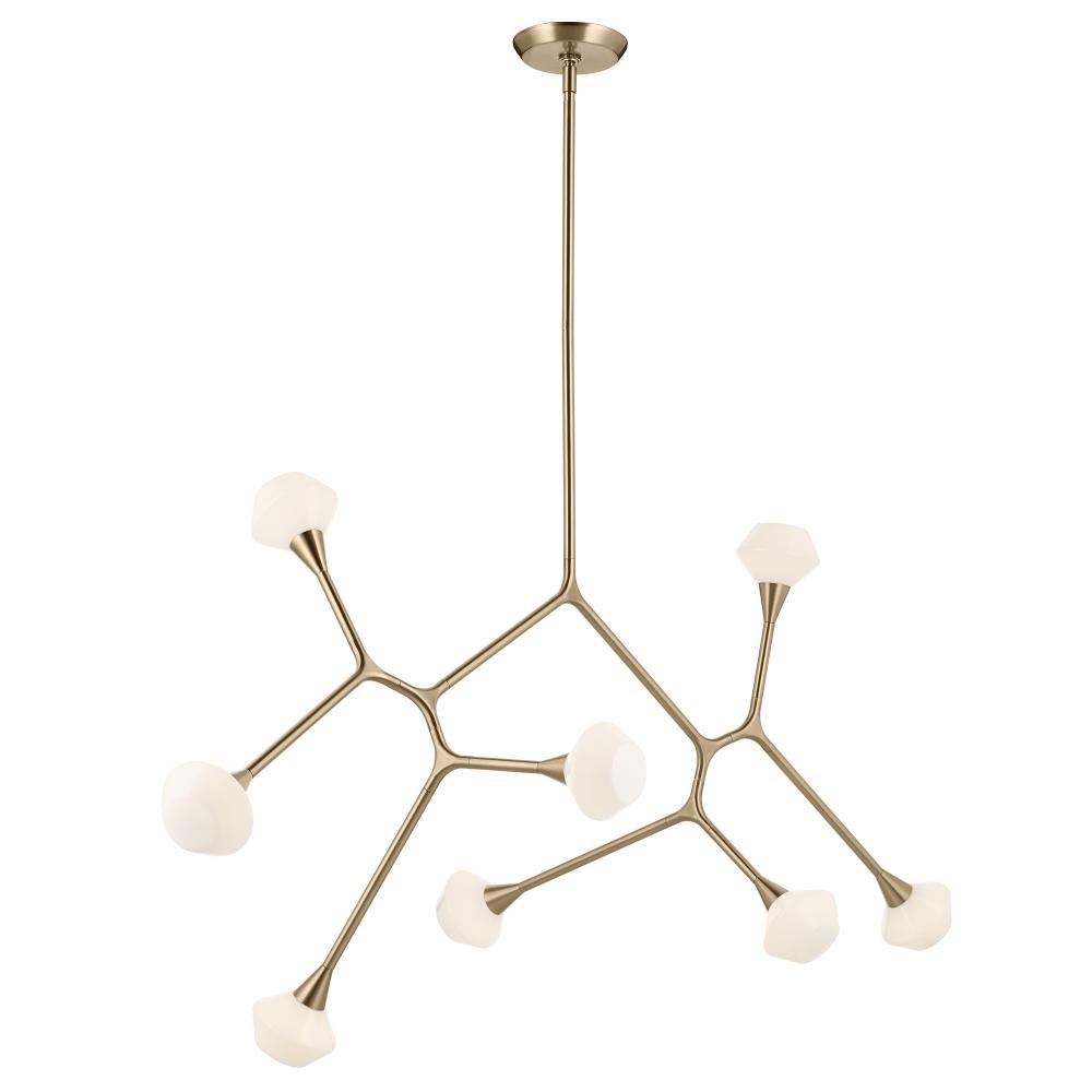 Cassius 61.25 with Opal Glass inch 8 LT Convertible Chandelier with Opal Glass in Champagne Bronze