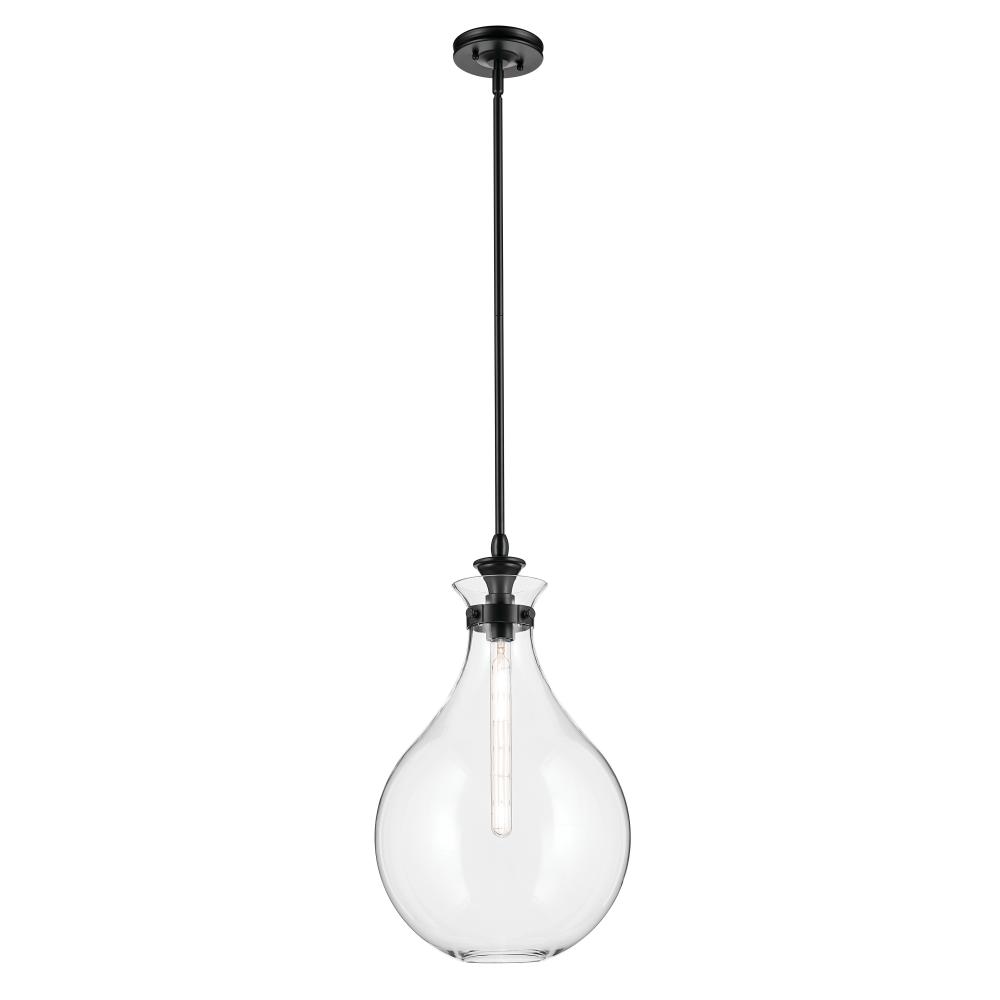 Laria 14 Inch 1 Light Pendant with Clear Glass in Black
