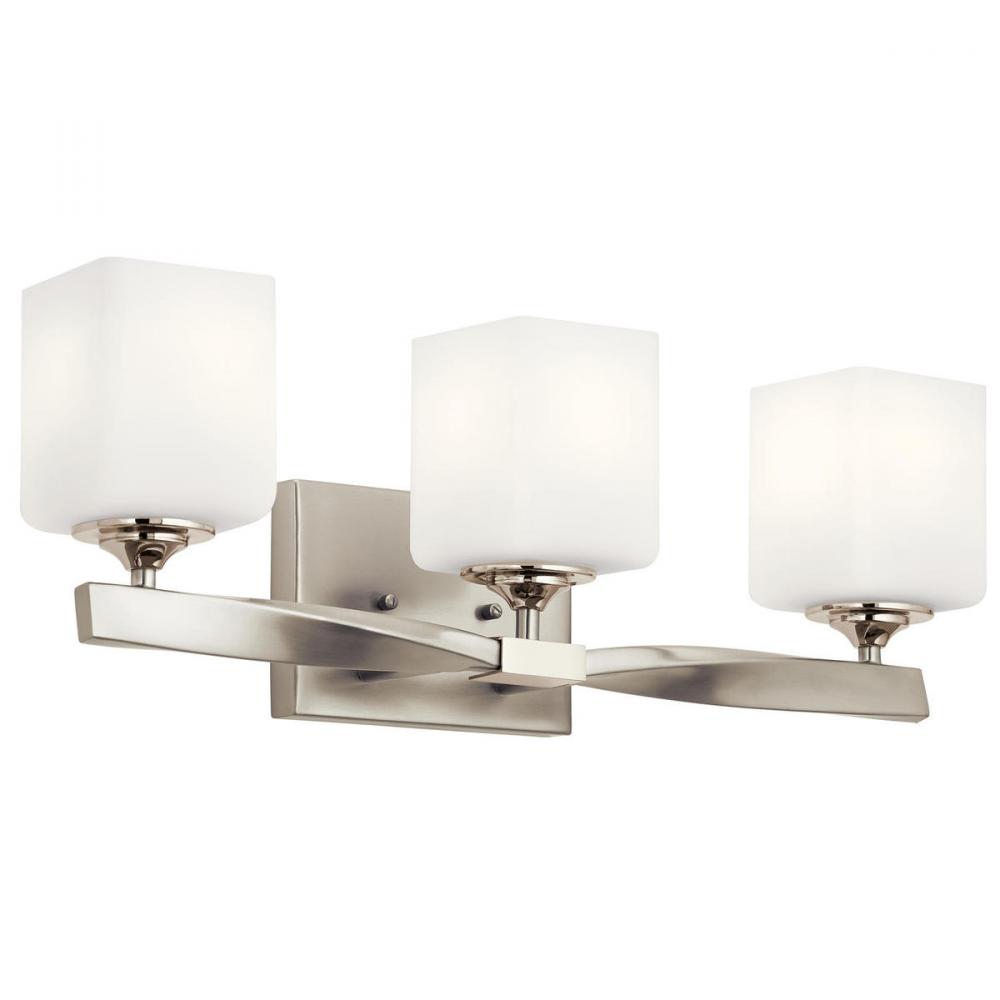 Marette 22.75" 3 Light Vanity Light with Satin Etched Cased Opal Glass in Brushed Nickel
