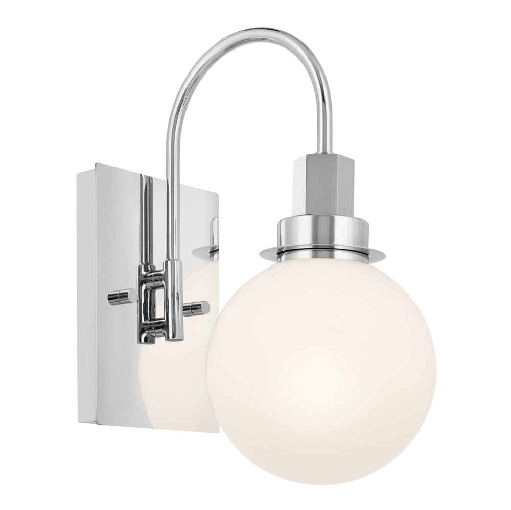 Hex 11.5 Inch 1 Light Wall Sconce with Opal Glass in Chrome