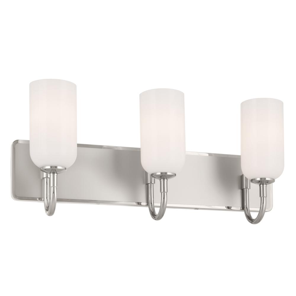 Solia 24 Inch 3 Light Vanity with Opal Glass in Polished Nickel with Stain Nickel