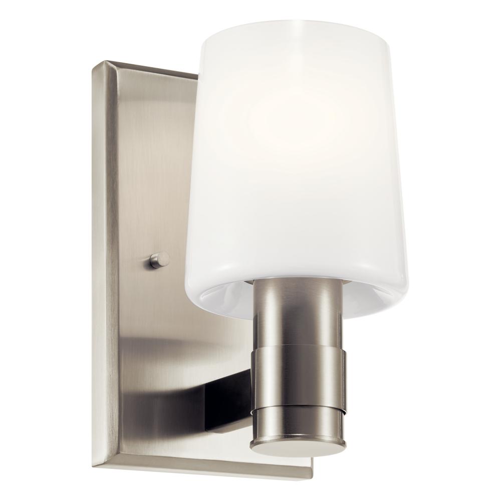 Adani 8.5 Inch 1 Light Vanity with Opal Glass in Brushed Nickel