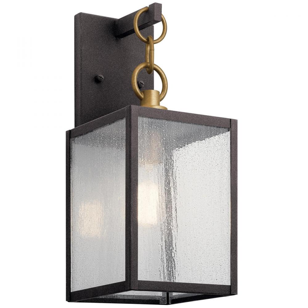 Lahden 12" 1 Light Outdoor Wall Light with Clear Seeded Glass in Weathered Zinc