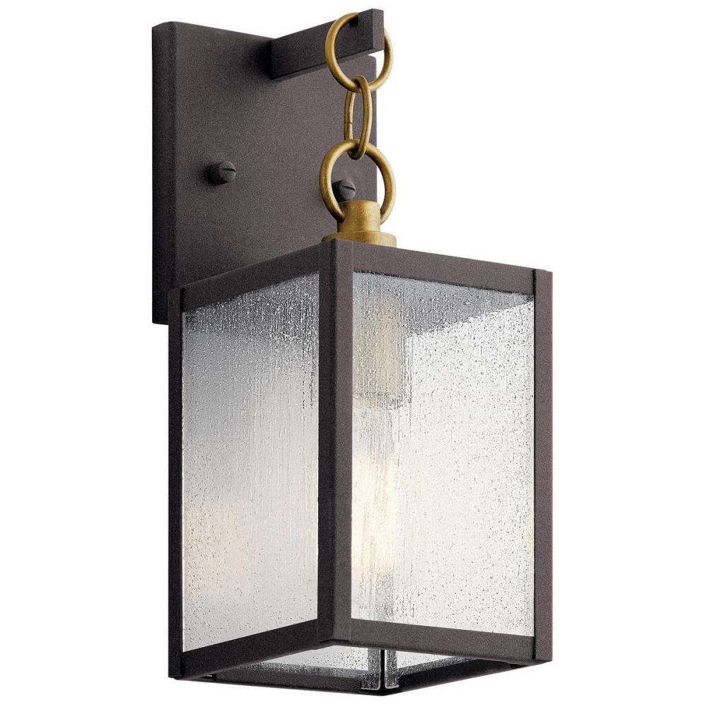 Lahden 16.75" 1 Light Outdoor Wall Light with Clear Seeded Glass in Weathered Zinc