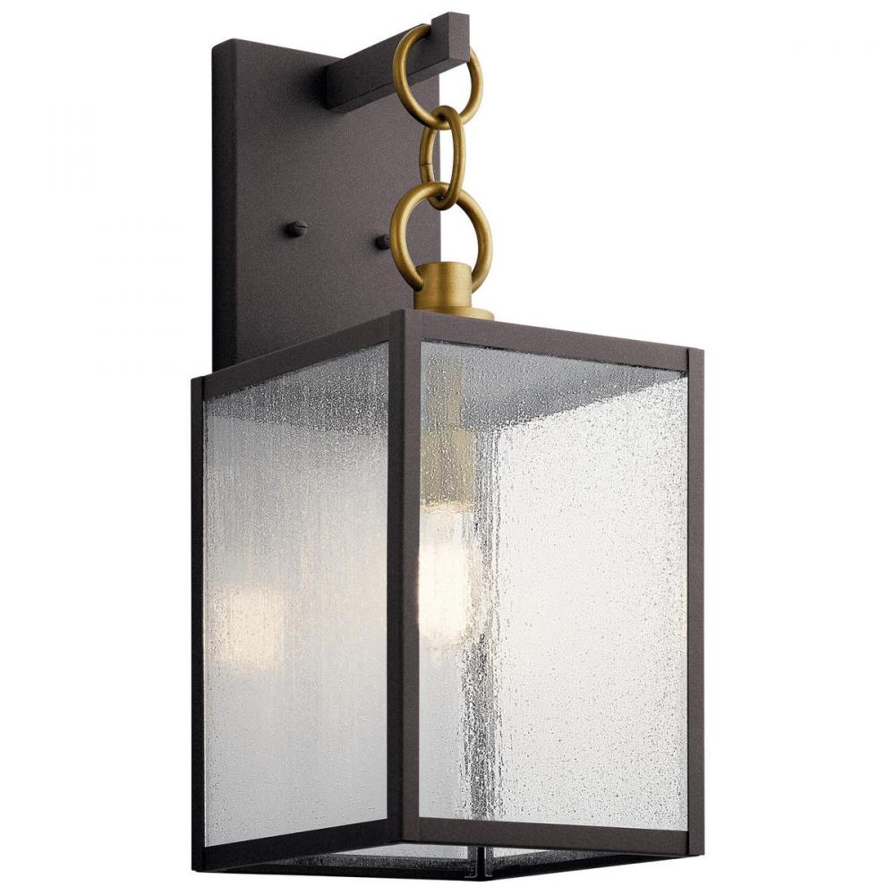 Lahden 21.75" 1 Light Outdoor Wall Light with Clear Seeded Glass in Weathered Zinc