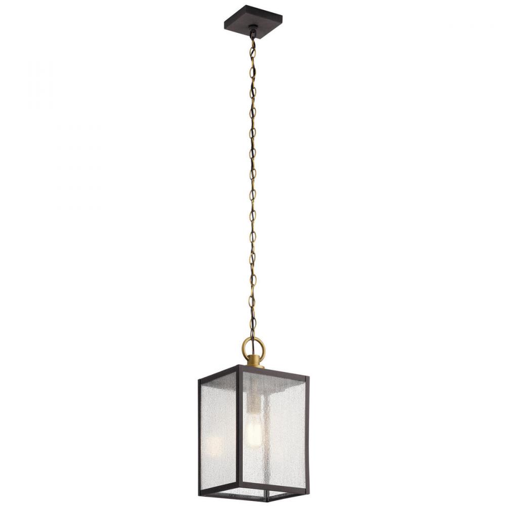 Lahden 17.25" 1 LT Outdoor Convertible Pendant/Semi Flush with Clear Seeded Glass in Weathered Z