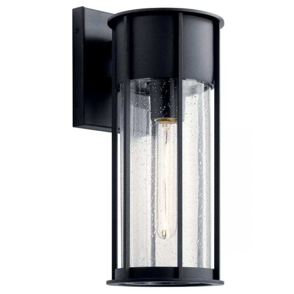Camillo 15" 1 Light Wall Light with Clear Seeded Glass Black