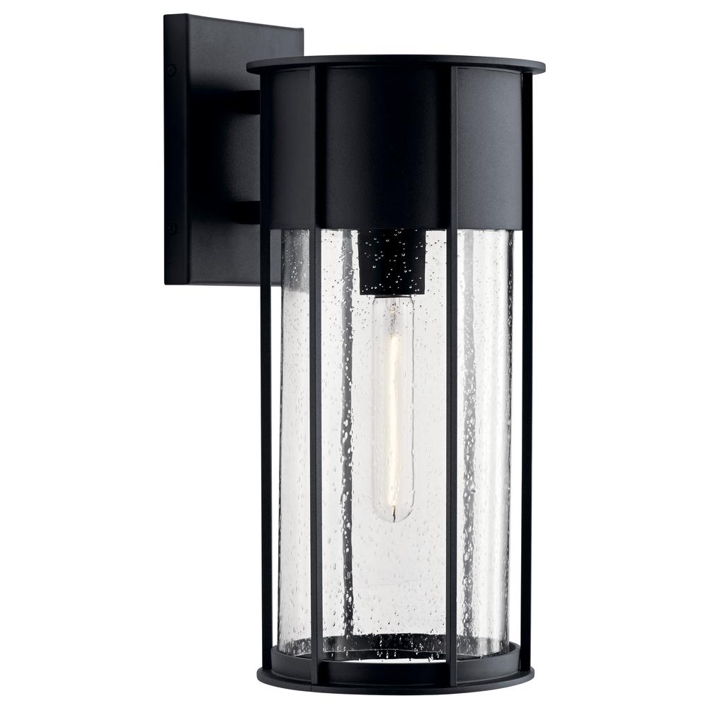 Camillo 18" 1 Light Wall Light with Clear Seeded Glass Black