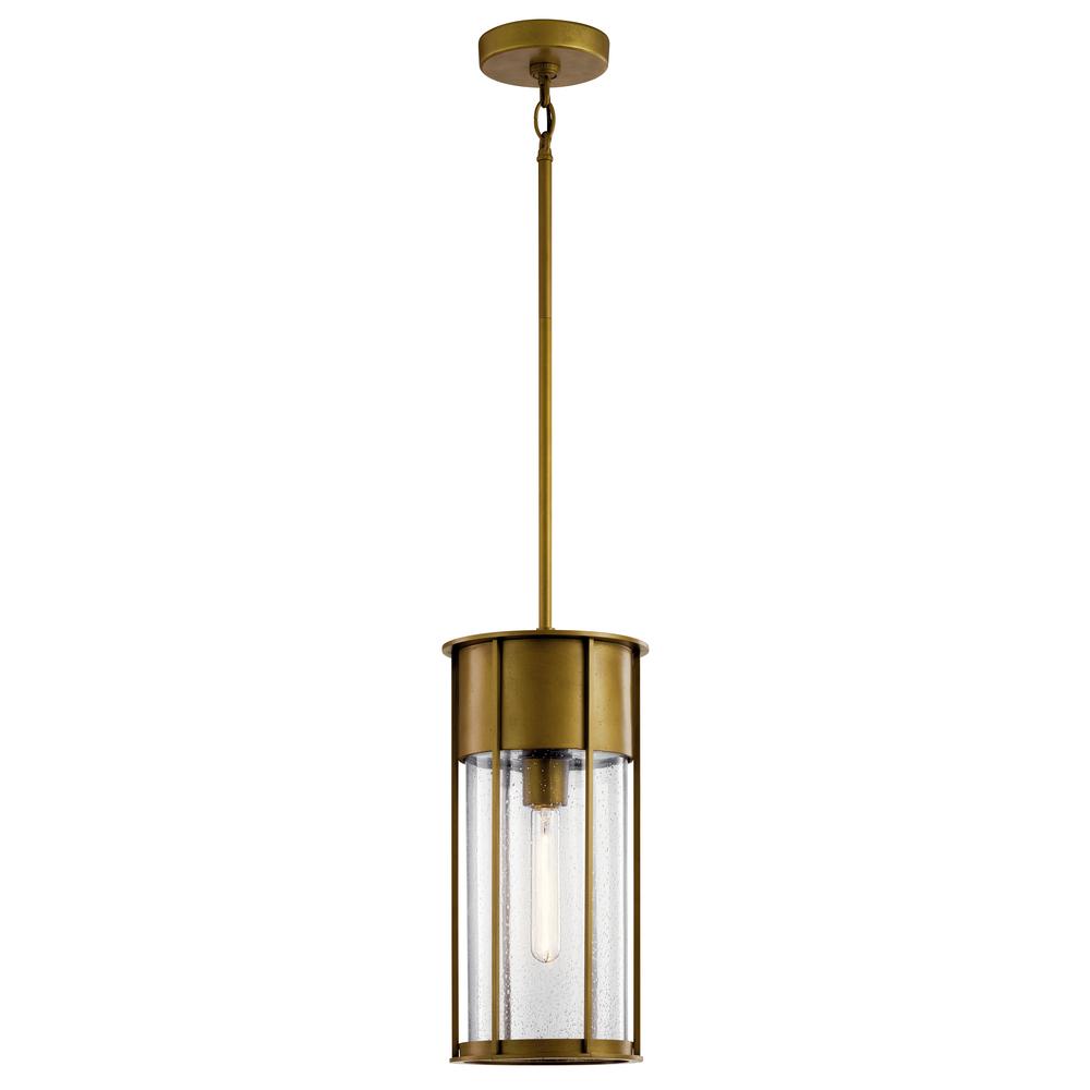 Camillo 18" 1 Light Hanging Pendant with Clear Seeded Glass Natural Brass