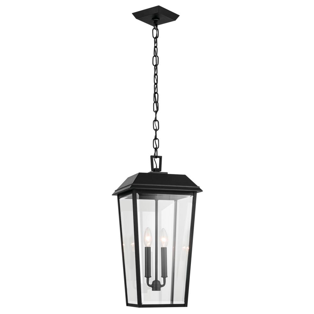 Mathus 22 inch 2 Light Outdoor Pendant with Clear Glass in Textured Black