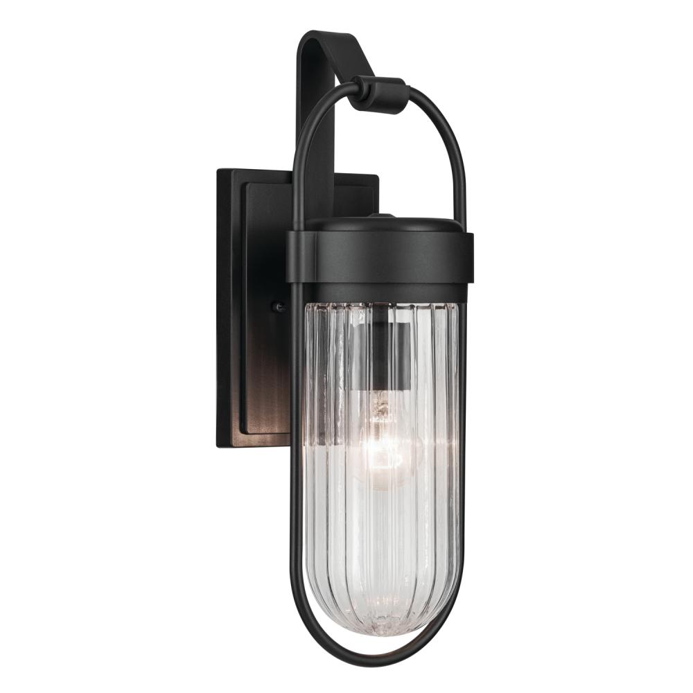 Brix 19.25 inch 1 Light Outdoor Wall Light with Ribbed Clear Glass in Textured Black