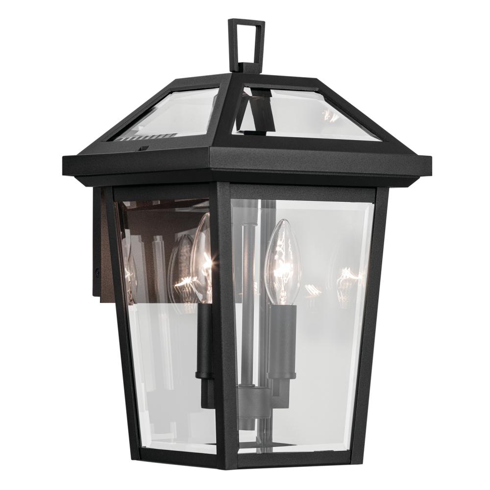 Regence 14 inch 2 Light Outdoor Wall Light with Clear Glass in Textured Black