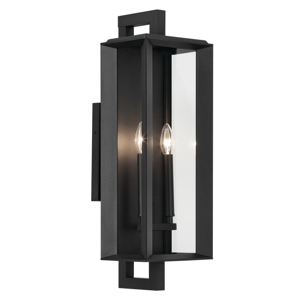 Kroft 24 inch 2 Light Outdoor Wall Light with Clear Glass in Textured Black