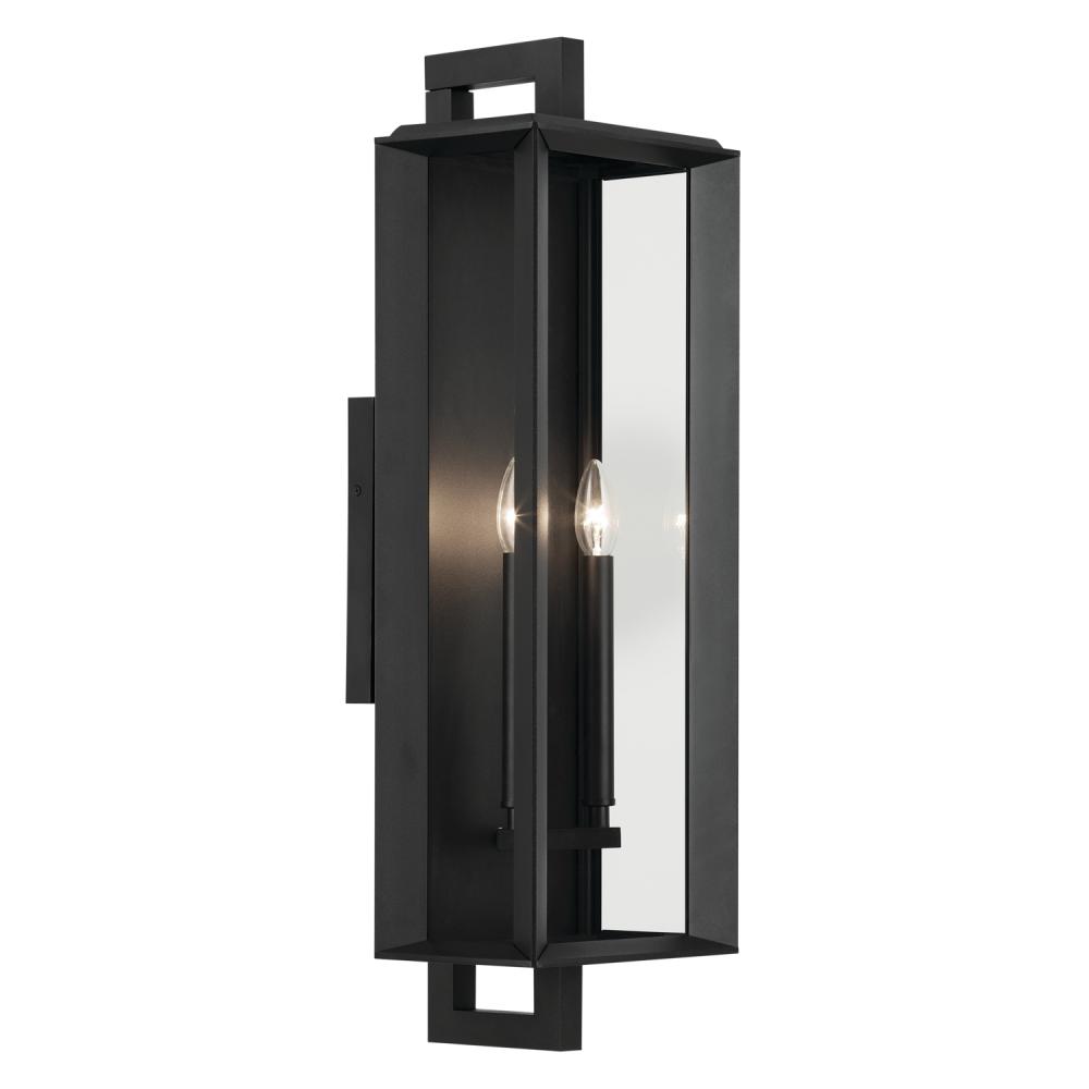 Kroft 28 inch 2 Light Outdoor Wall Light with Clear Glass in Textured Black