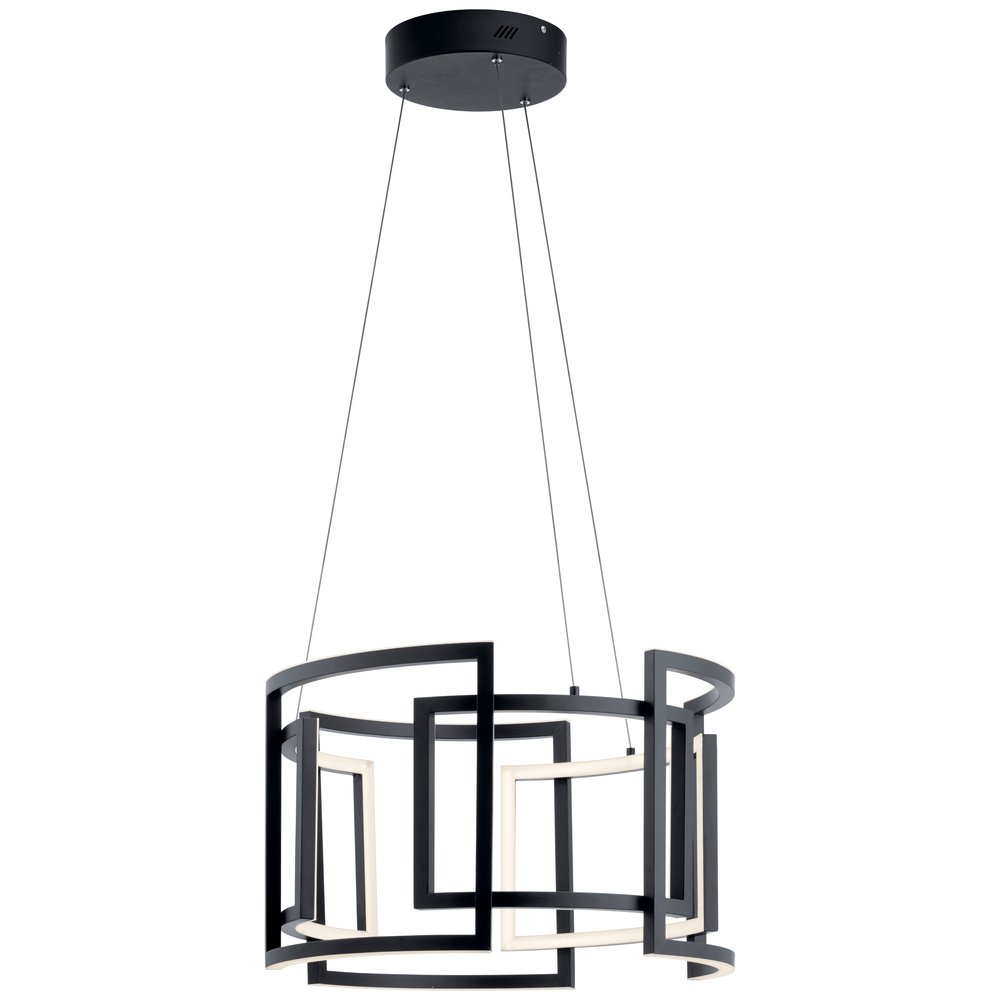 Melko 23.5" LED Round Pendant Black