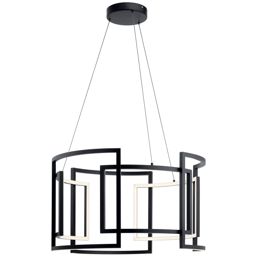 Melko 32" LED Round Pendant Black