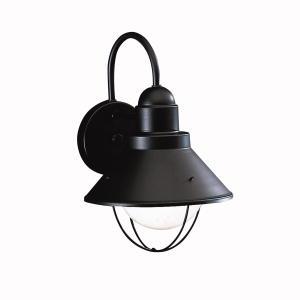 Seaside 12" 1 Light Outdoor Wall Light with Glass Globe Black