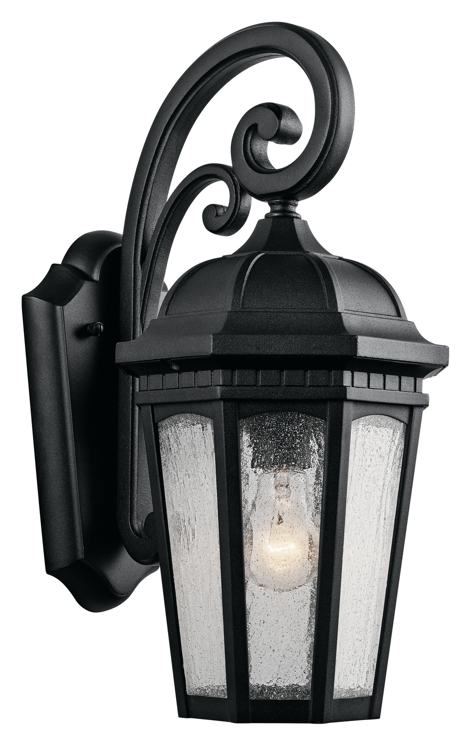 Courtyard 17.75" 1 Light Outdoor Wall Light with Clear Seeded Glass in Textured Black