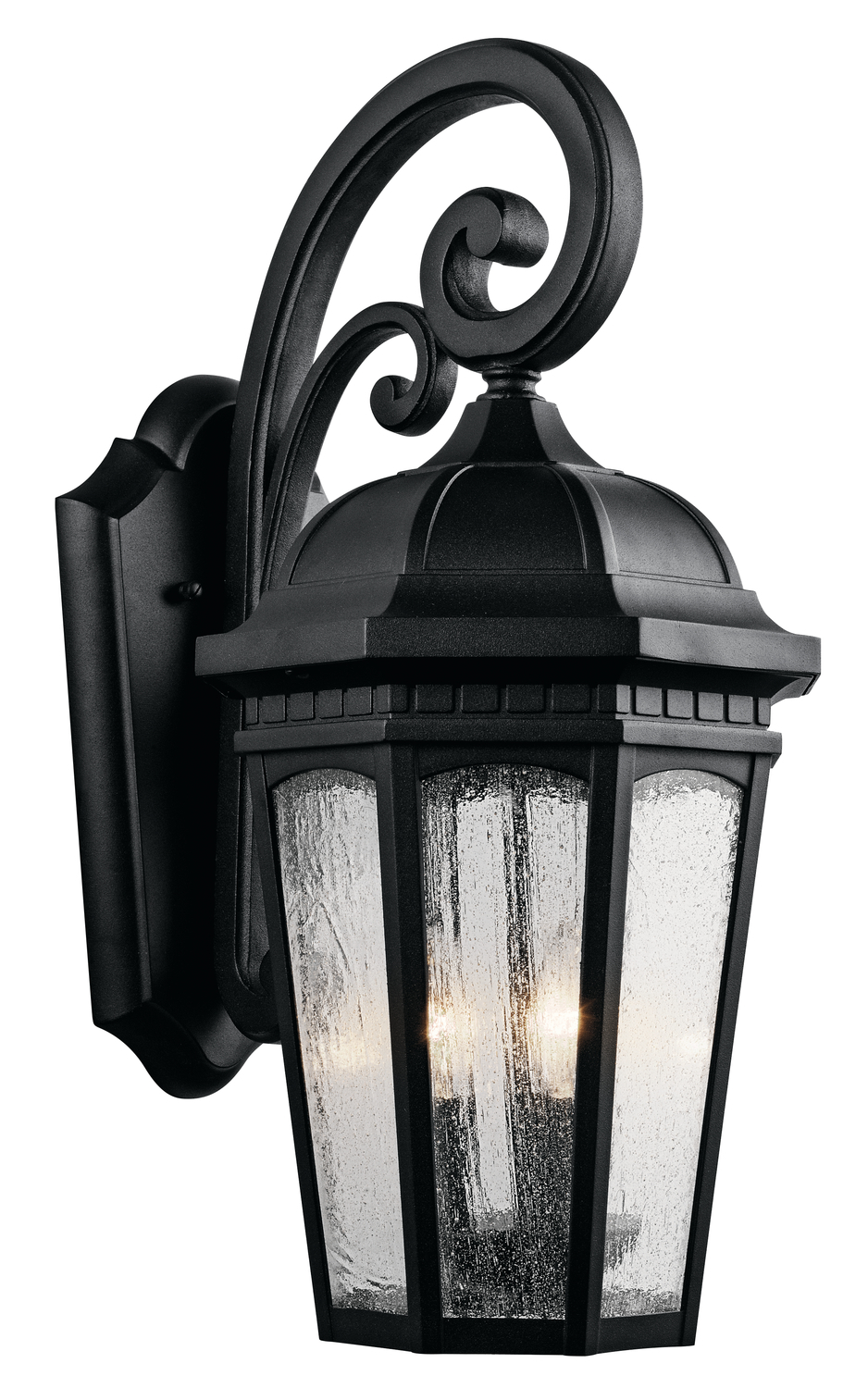 Courtyard 22.25" 3 Light Outdoor Wall Light with Clear Seeded Glass in Textured Black