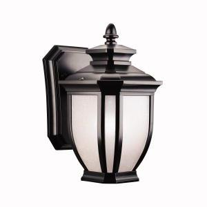Salisbury 10.25" 1 Light Outdoor Wall Light with White Linen Glass in Black