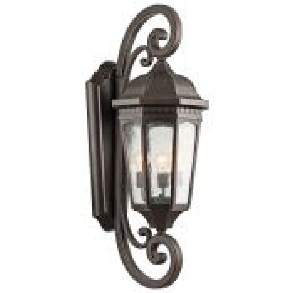 Courtyard 40.50" 3 Light Outdoor Wall Light with Clear Seeded Glass in Rubbed Bronze