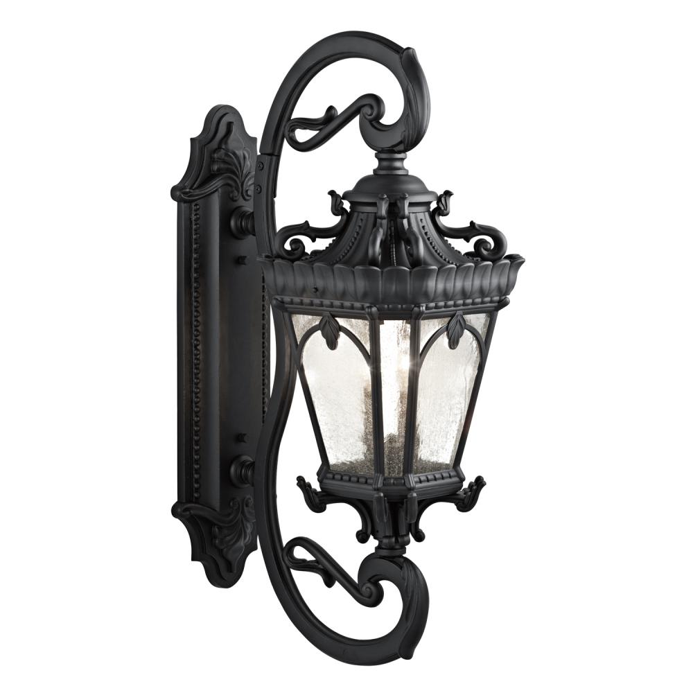 Tournai 37.75" 4 Light Outdoor Wall Light with Clear Seeded Glass in Textured Black