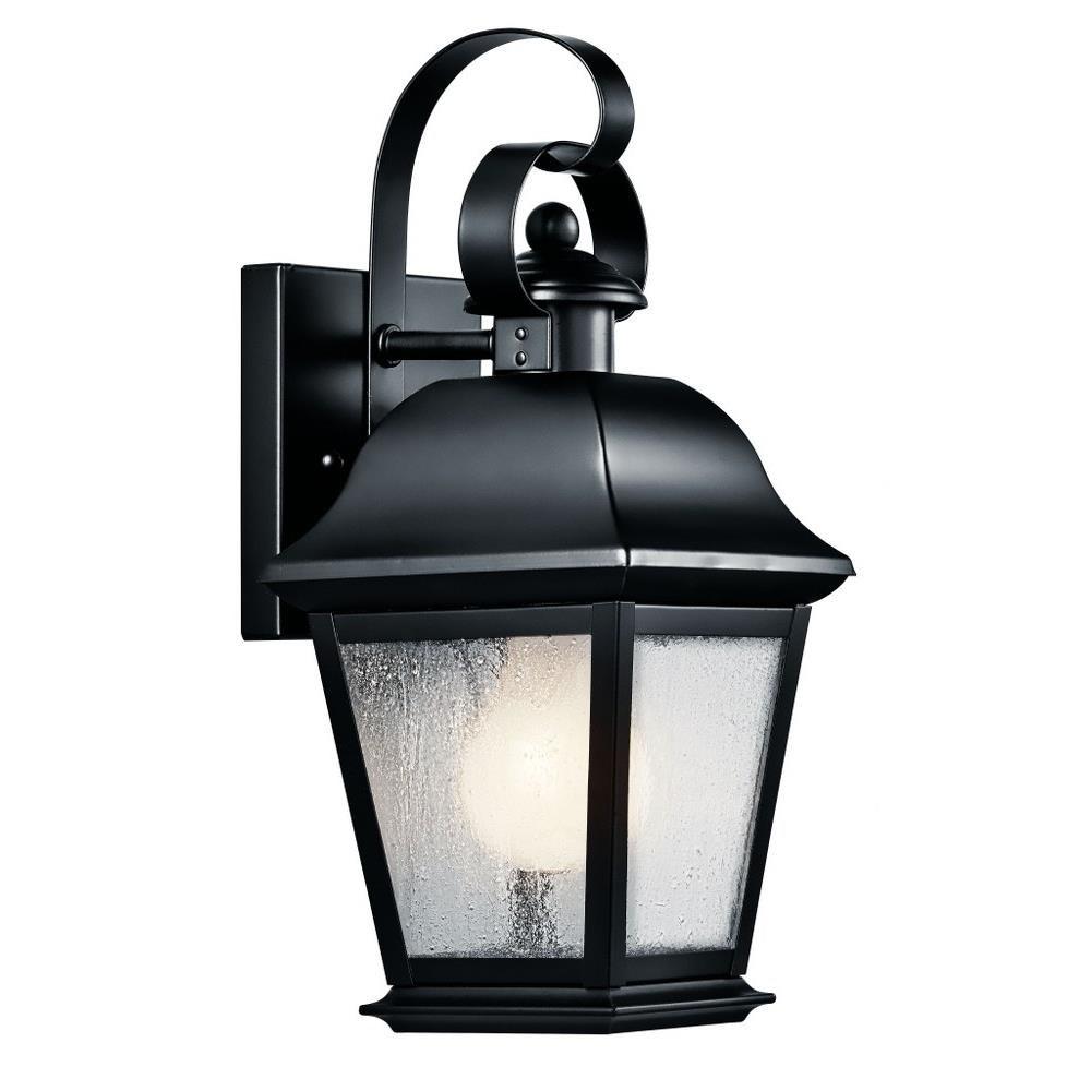 Mount Vernon 12.5" 1 Light Outdoor Wall Light with Clear Seeded Glass in Black