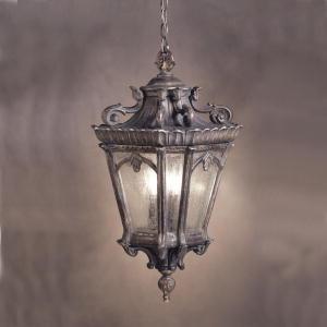 Tournai 99" 3 Light Outdoor Pendant Light with Clear Seeded Glass in Londonderry