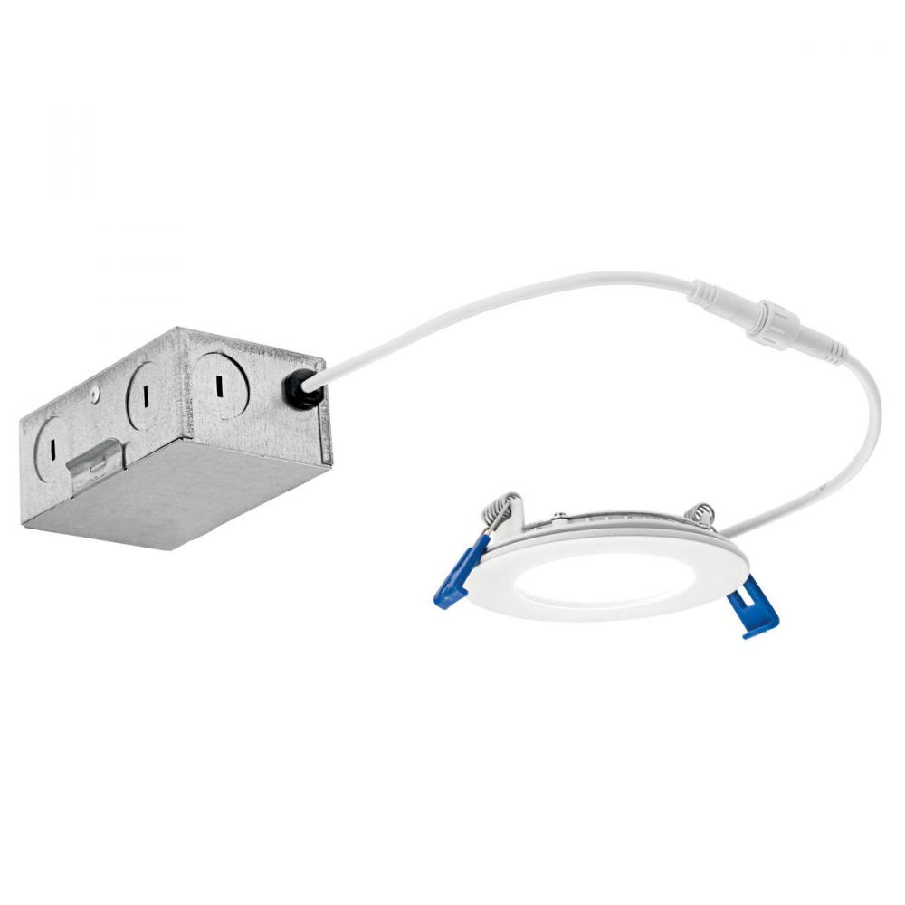 Direct-to-Ceiling 3 inch Round Slim 27K LED Downlight in White