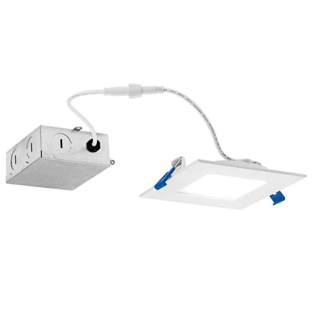 Direct-to-Ceiling 4 inch Square Slim 27K LED Downlight in White