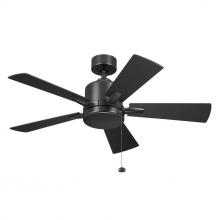 Kichler 330241SBK - 42 Inch Lucian II 5 Blade Indoor Ceiling Fan in Satin Black with Reversible Silver and Black Blades
