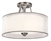Kichler 42386AP - Lacey 15" 3 LT Semi Flush with Satin Etched Cased Opal Inner Diffusers