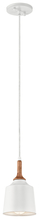 Kichler 43682WH - Danika 9.25" 1 Light Mini Pendant with White finish and Wood Accents