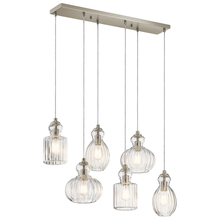 Kichler 43950NI - Riviera 35.5" 6 Light Linear Chandelier with Clear Ribbed Glass in Brushed Nickel