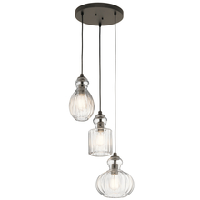 Kichler 43952OZ - Riviera 10.25" 3 Light Pendant with Clear Ribbed Glass in Olde Bronze