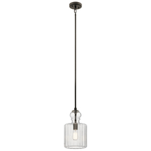 Kichler 43954OZ - Riviera 13.75" 1 Light Pendant with Clear Ribbed Glass in Olde Bronze