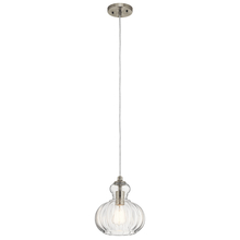 Kichler 43956NI - Riviera 10.25" 1 Light Pendant with Clear Ribbed Glass in Brushed Nickel